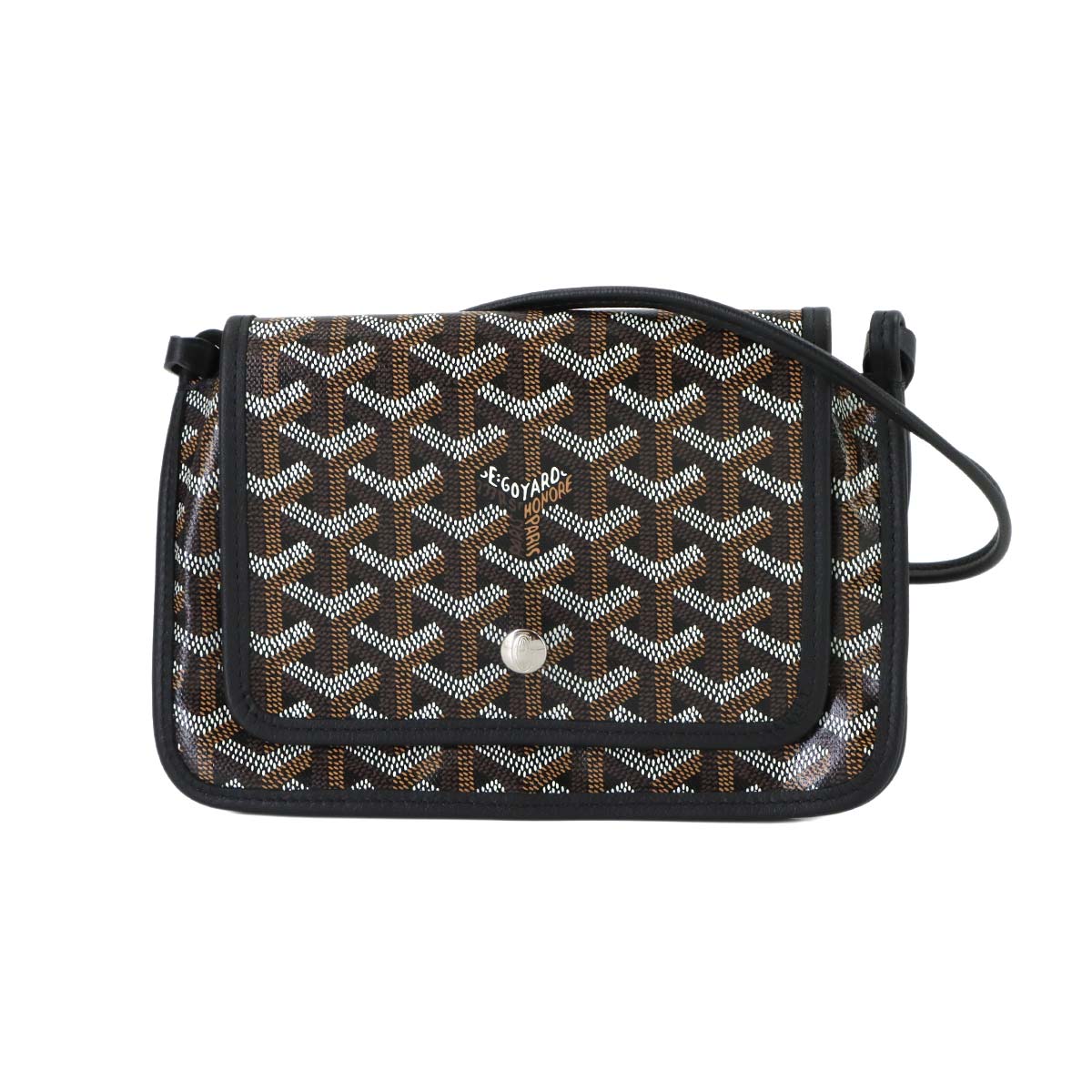 Plumet Pocket Wallet Shoulder Bag PVC Leather Black Purse