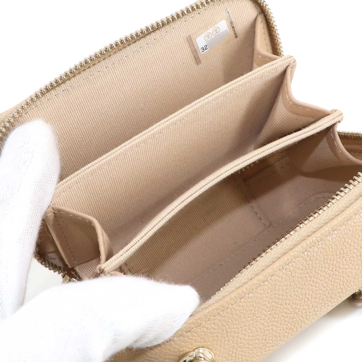 BOY CHANEL Chain Wallet Leather Beige AP2708 Purse