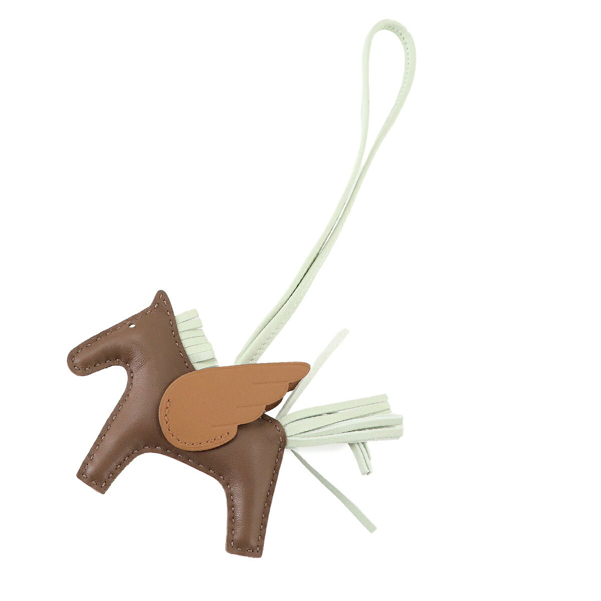 Rodeo Pegasus PM Bag Charm Agneau Milo Etoupe Vert Fizz Biscuit