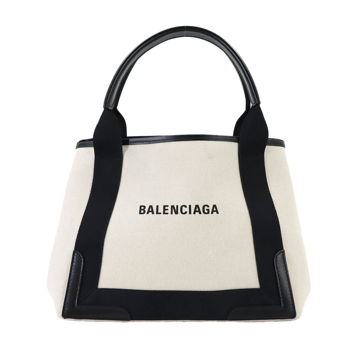 Navy Cabas Small Tote Bag Canvas Leather White Black 339933