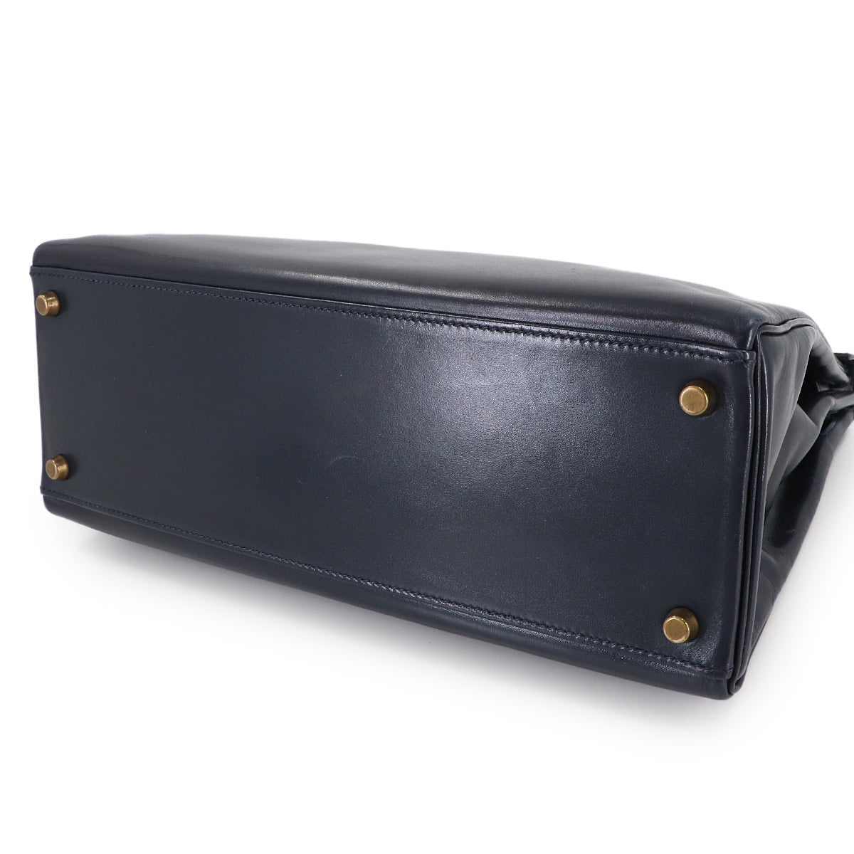 Kelly 32 Box calf Navy Hand Bag Vintage Purse