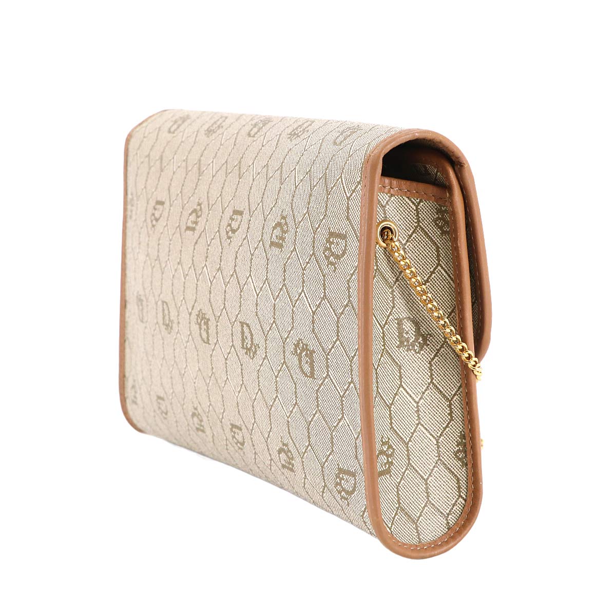 Honeycomb Shoulder Bag PVC Leather Beige Brown Purse