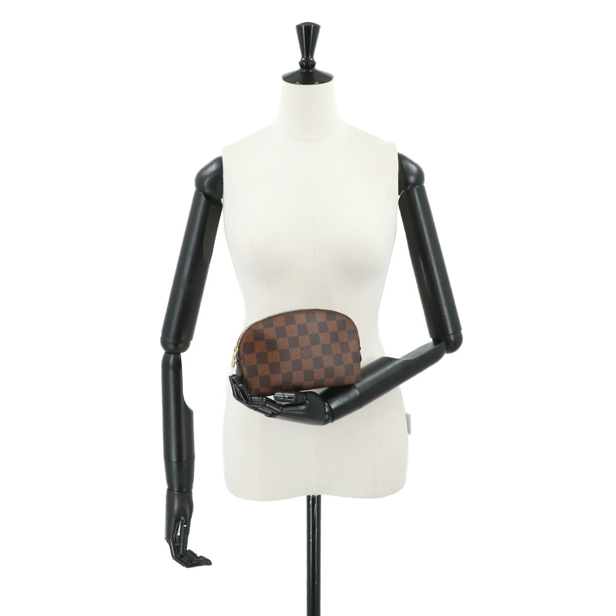 Damier Cosmetic Pouch PM Ebene Brown N47516 Purse