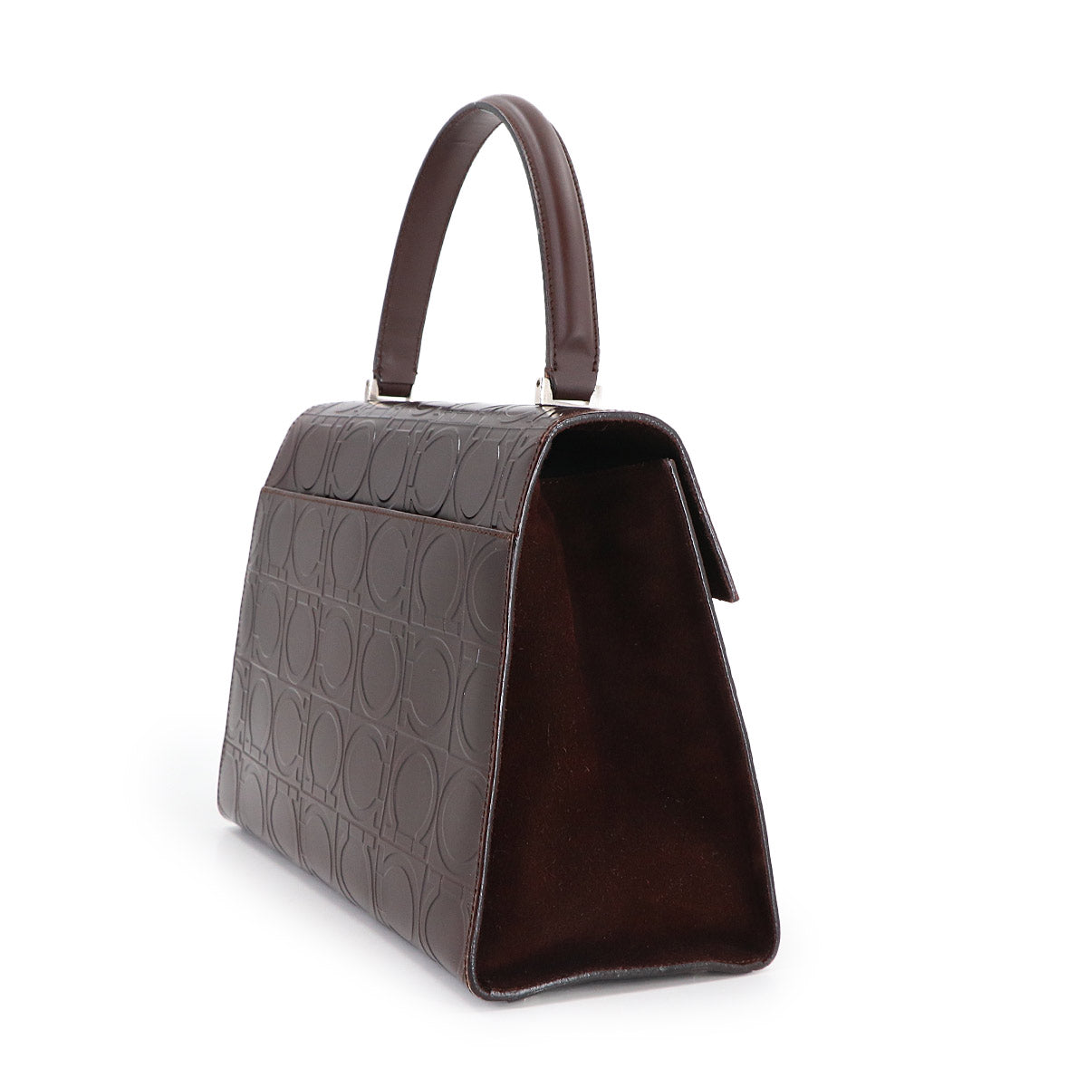 Gancini Hand Bag Leather Brown AX-21 0855 Purse