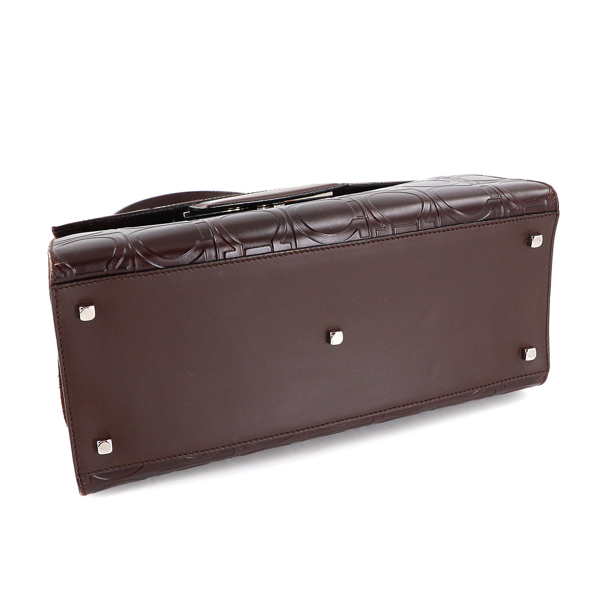 Gancini Hand Bag Leather Brown AX-21 0855 Purse