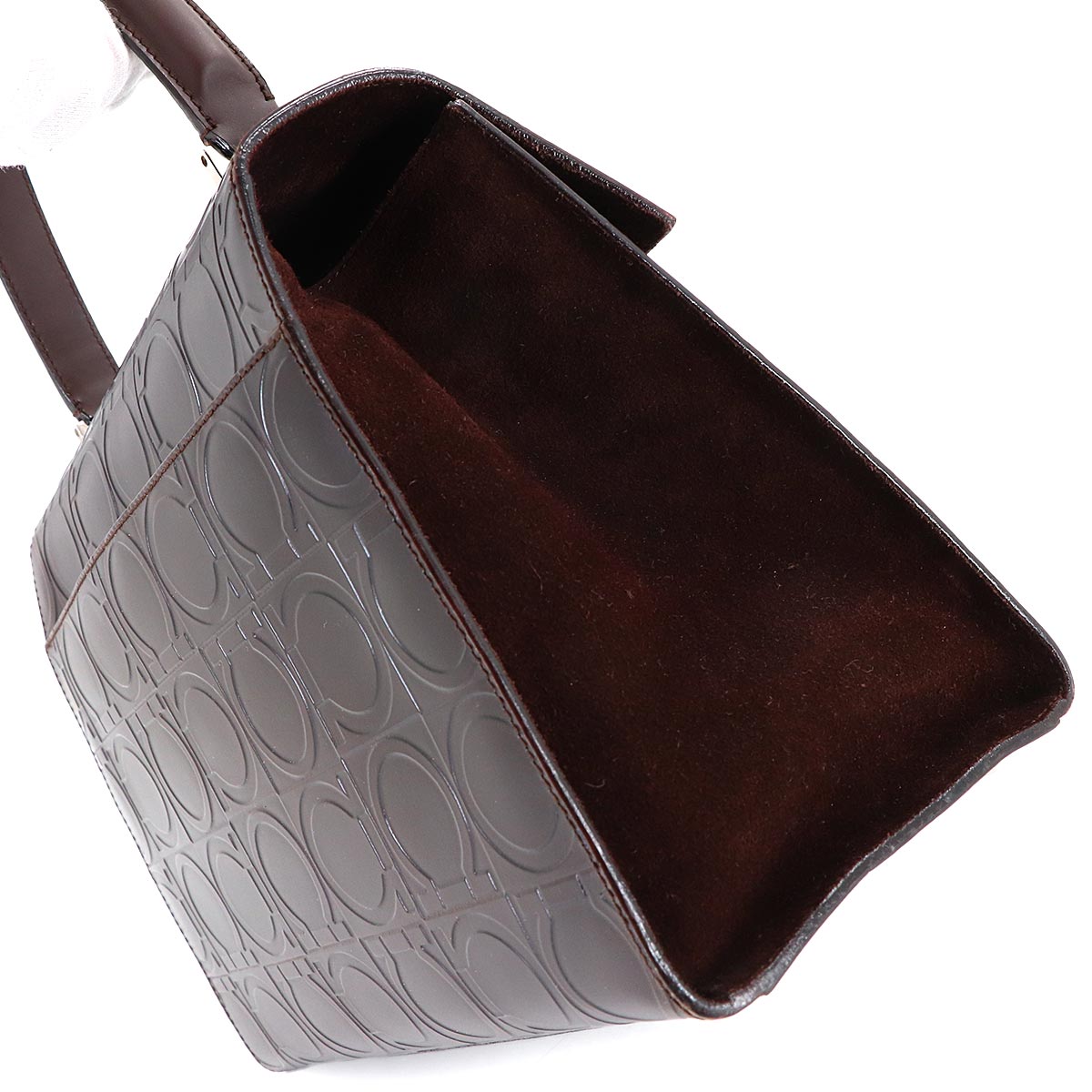 Gancini Hand Bag Leather Brown AX-21 0855 Purse