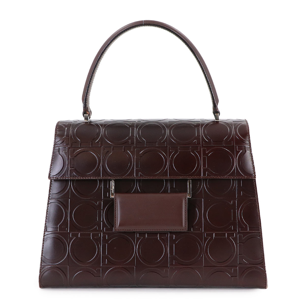 Gancini Hand Bag Leather Brown AX-21 0855 Purse