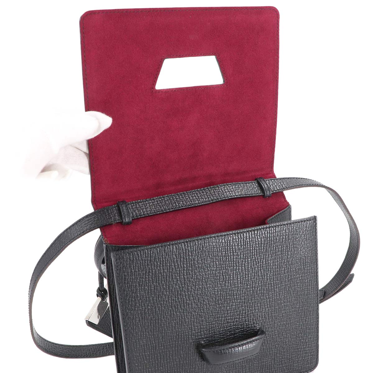 Barcelona Hand Shoulder Bag Leather Black Purse