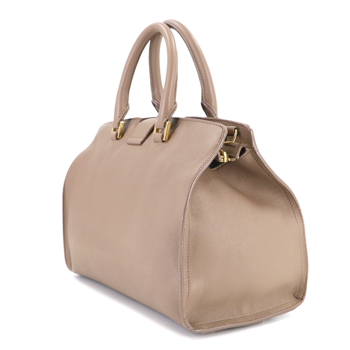 Small Cabas 2way Hand Shoulder Bag Leather Beige 424869