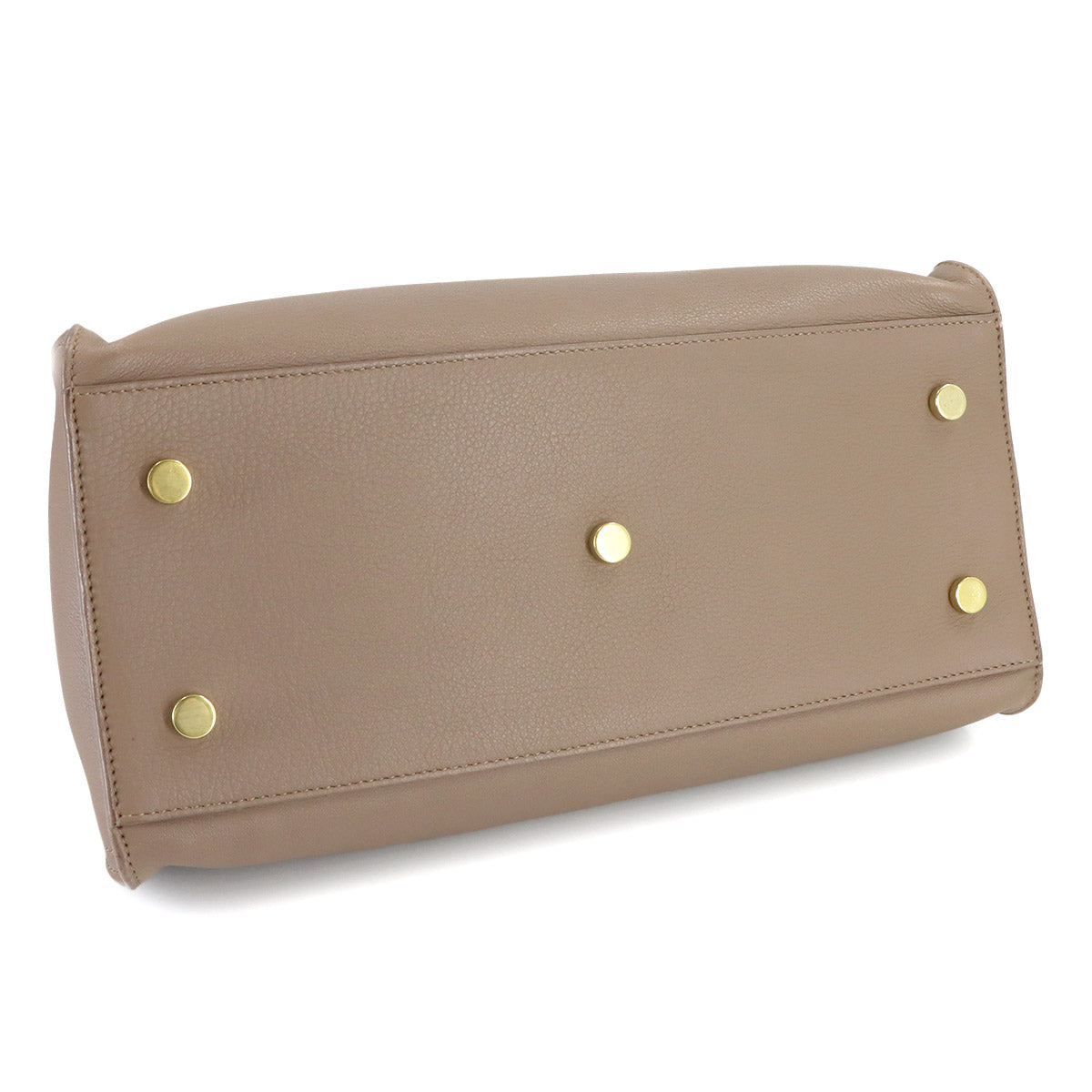 Small Cabas 2way Hand Shoulder Bag Leather Beige 424869