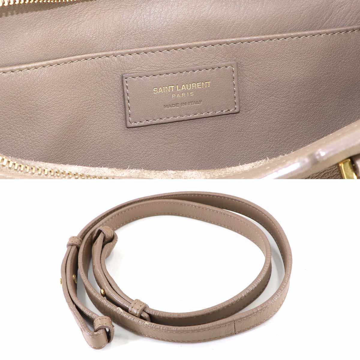 Small Cabas 2way Hand Shoulder Bag Leather Beige 424869