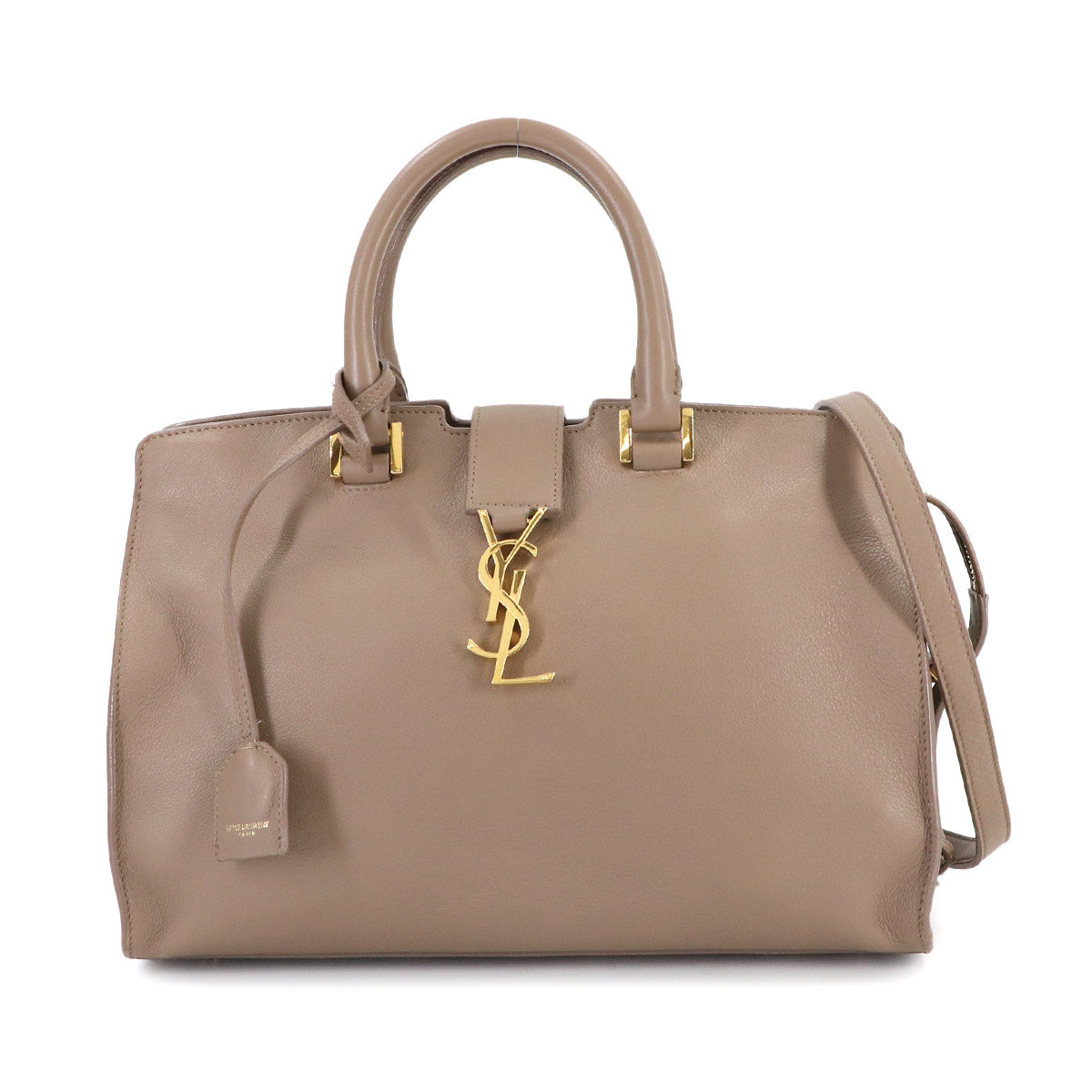 Small Cabas 2way Hand Shoulder Bag Leather Beige 424869