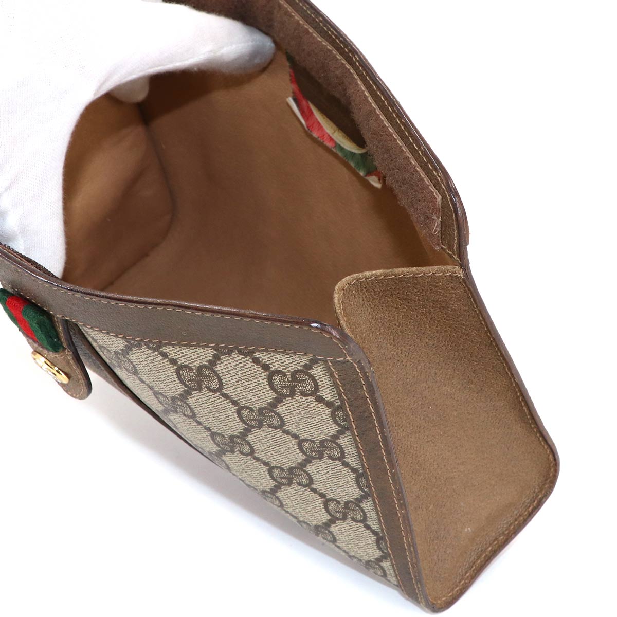 Clutch Bag GG Supreme Beige Brown 89.01.32 Vintage Purse