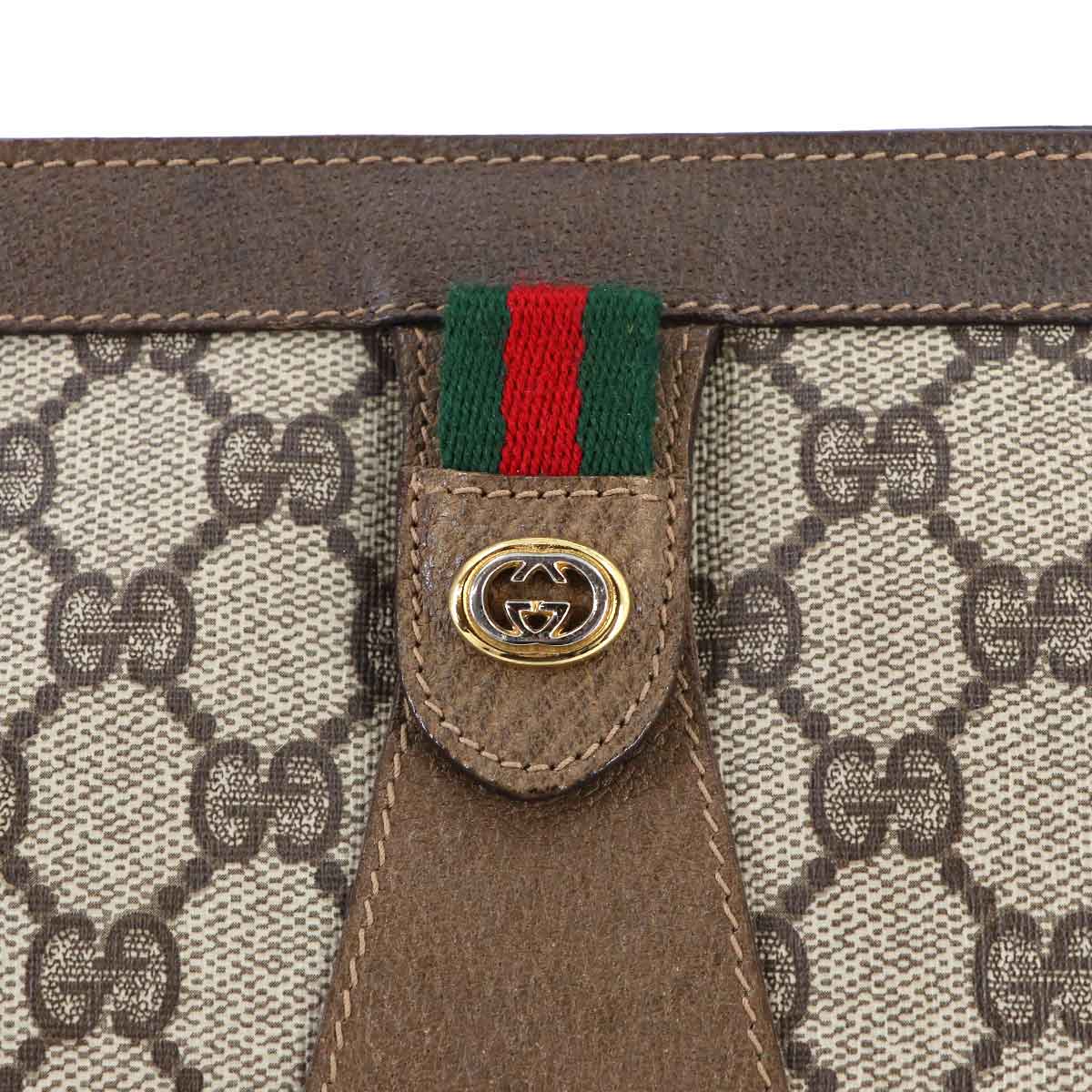 Clutch Bag GG Supreme Beige Brown 89.01.32 Vintage Purse