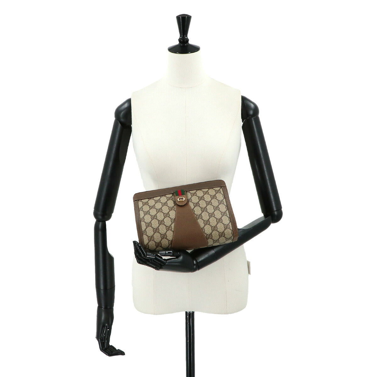 Clutch Bag GG Supreme Beige Brown 89.01.32 Vintage Purse