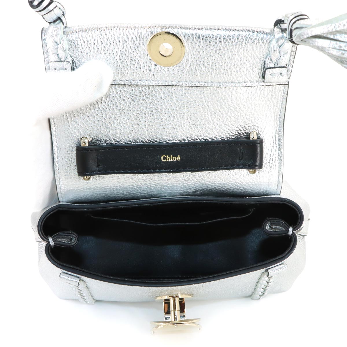 Penelope Mini 2way Hand Shoulder Bag Leather Silver CHC23AS575