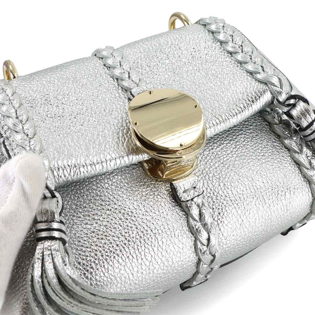 Penelope Mini 2way Hand Shoulder Bag Leather Silver CHC23AS575