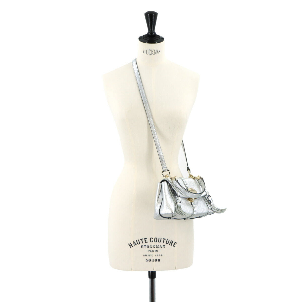 Penelope Mini 2way Hand Shoulder Bag Leather Silver CHC23AS575