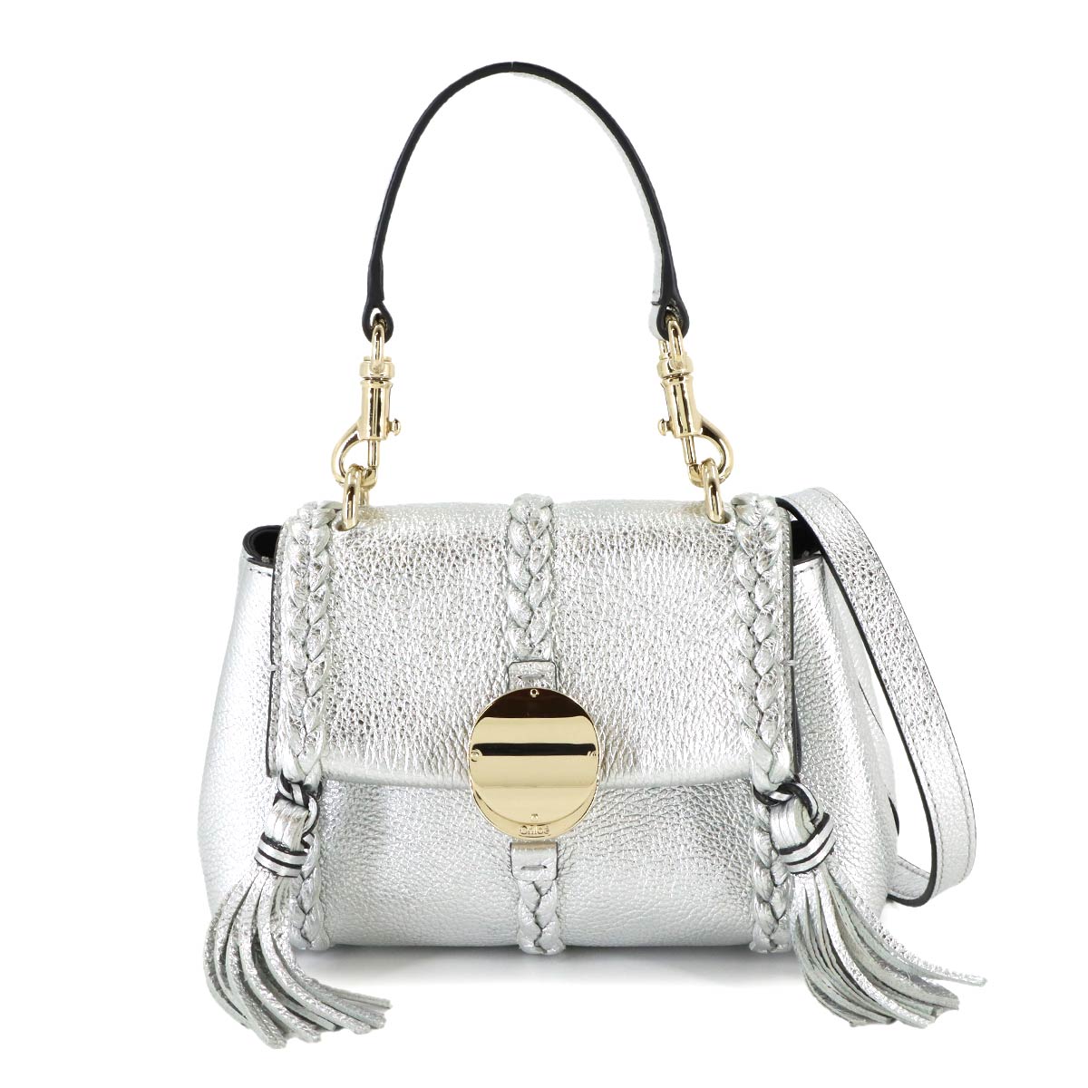 Penelope Mini 2way Hand Shoulder Bag Leather Silver CHC23AS575