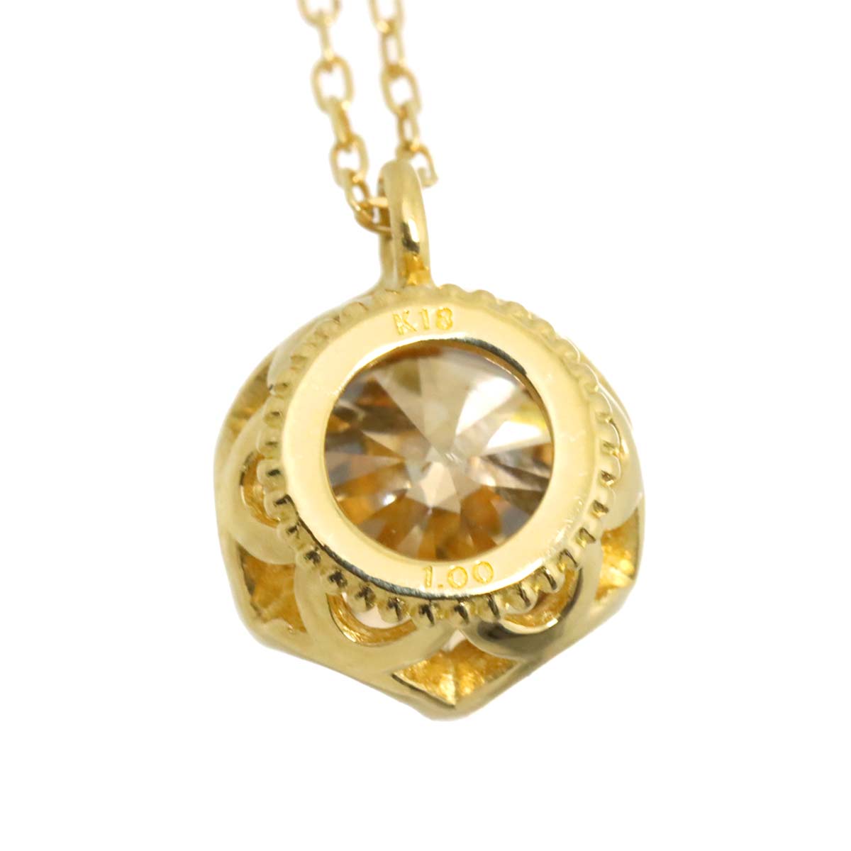 Brown Diamond 1.00ct Necklace 18K YG Yellow Gold 750