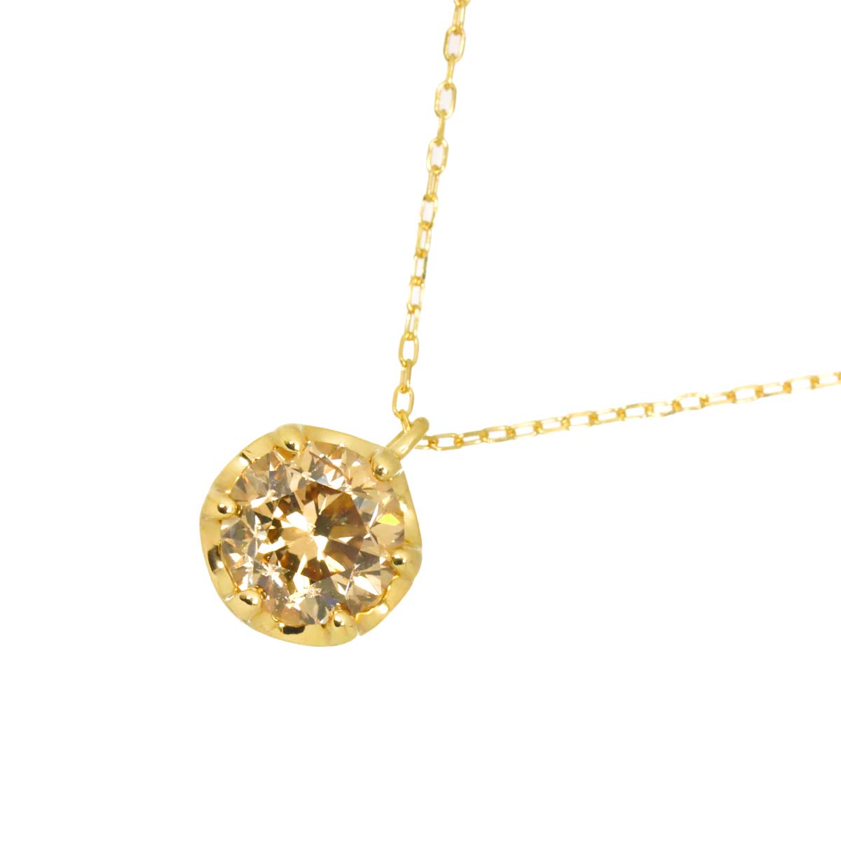 Brown Diamond 1.00ct Necklace 18K YG Yellow Gold 750