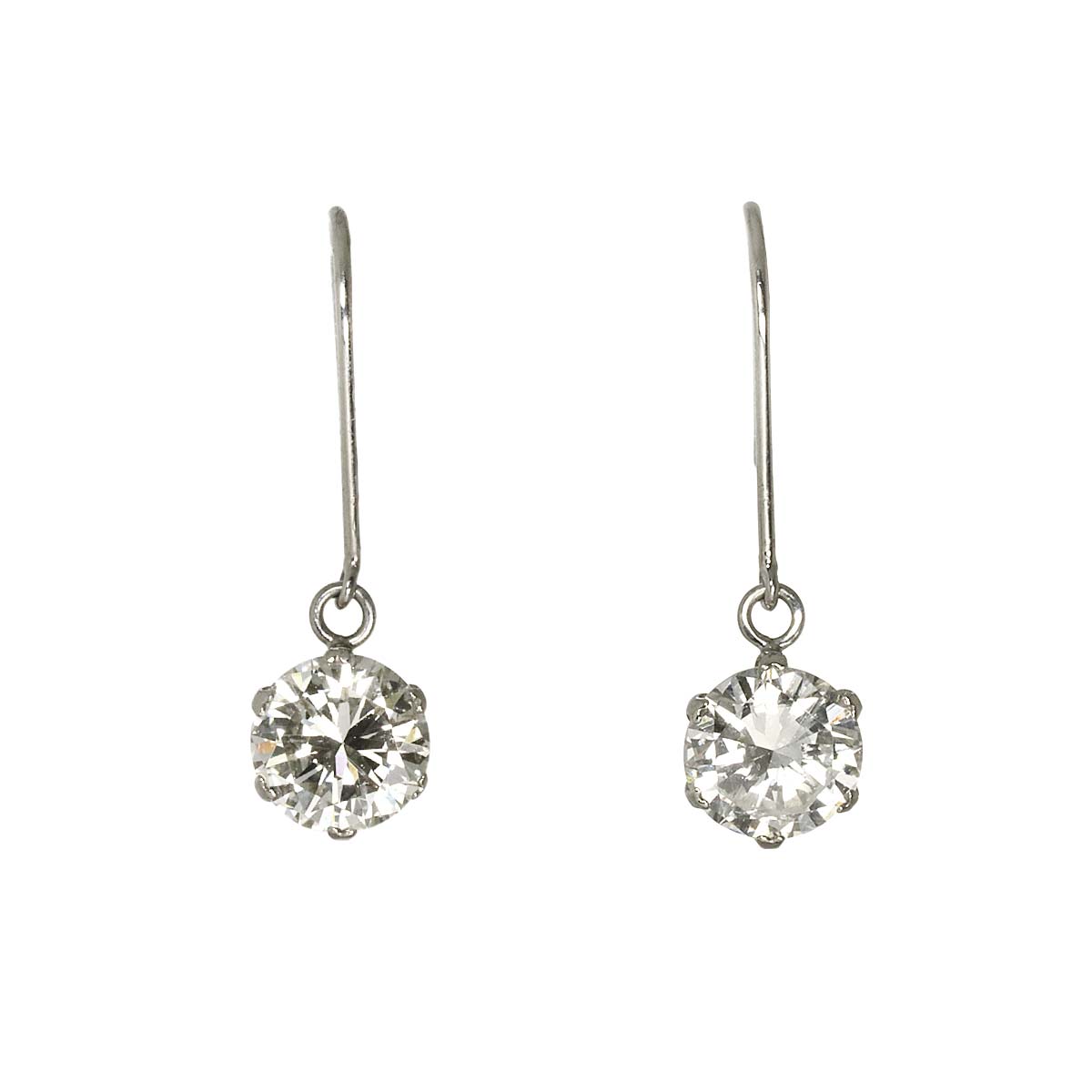 Diamond 0.40ct/0.40ct Earrings Pierced Pt Platinum