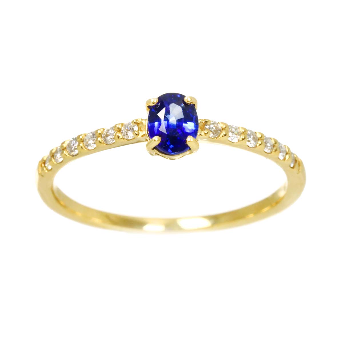 Sapphire 0.38ct Diamond 0.11ct Ring 18K YG Yellow Gold size5.75-6(US)