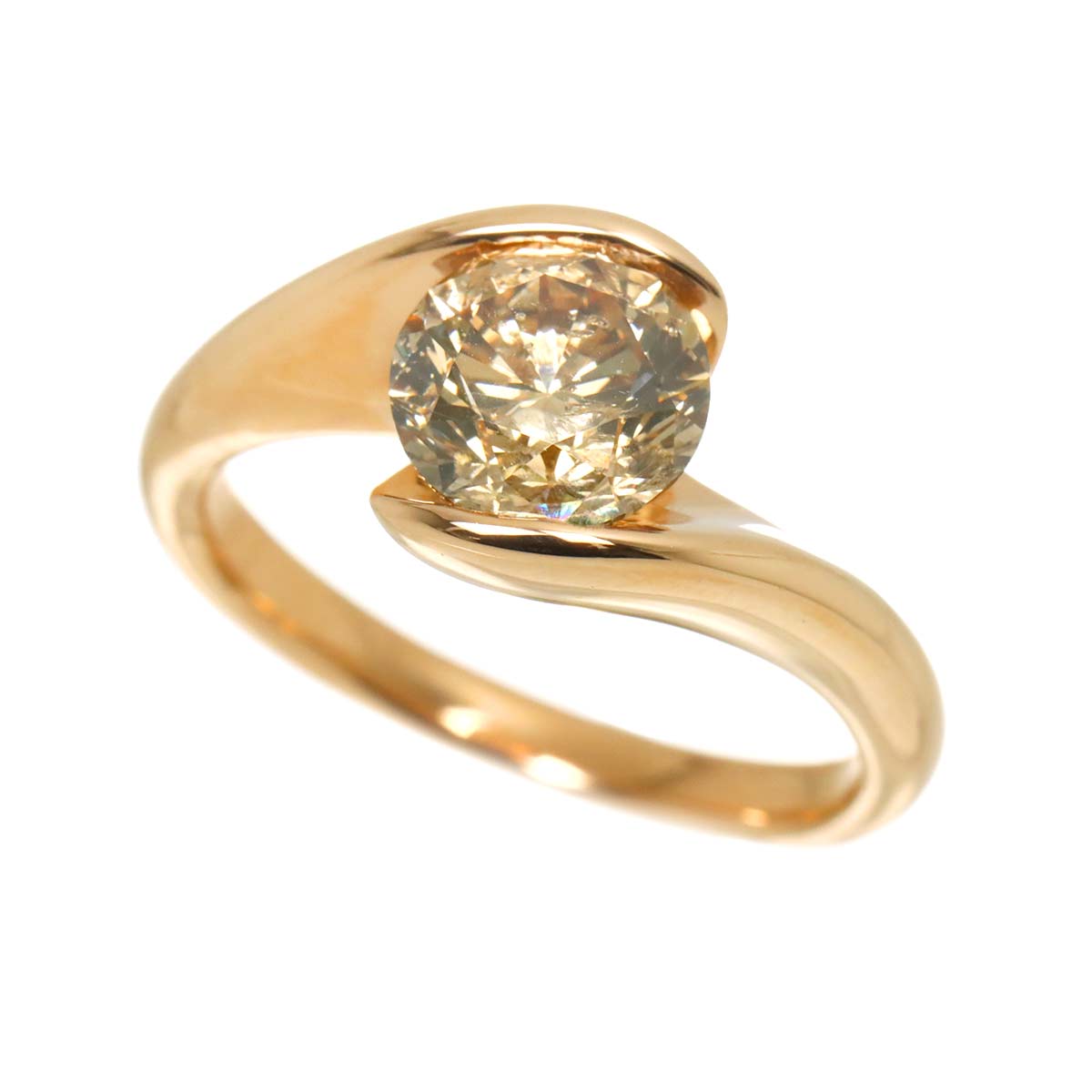 BrownDiamond 2.058ct Ring 18K K18 PG 750 size7.25-7.5(US)
