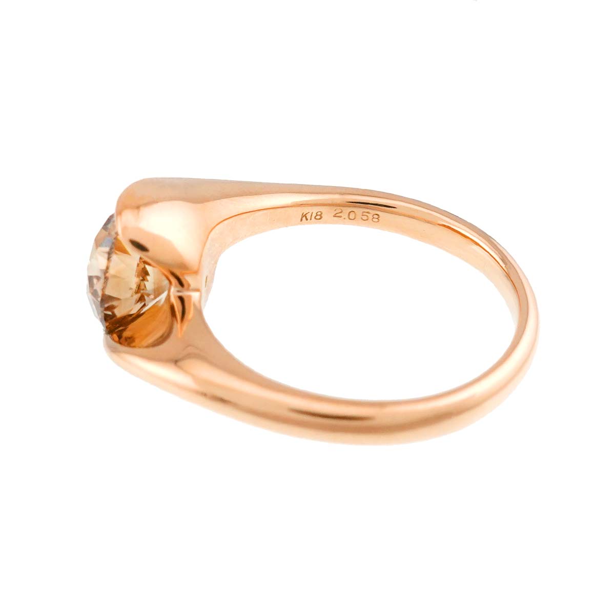 BrownDiamond 2.058ct Ring 18K K18 PG 750 size7.25-7.5(US)