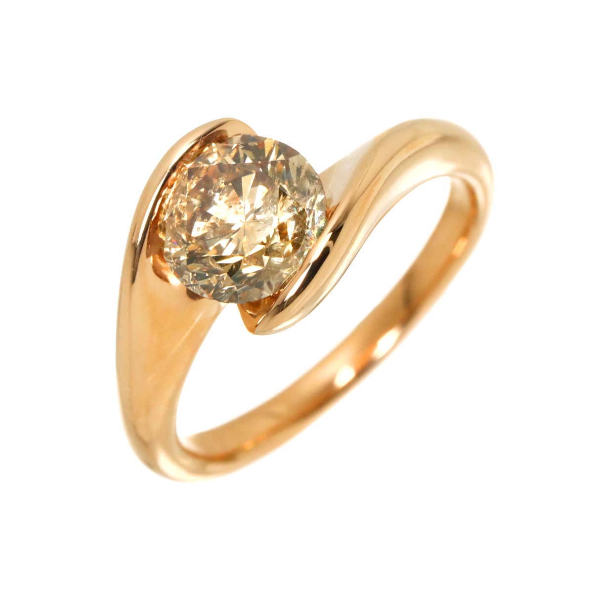 BrownDiamond 2.058ct Ring 18K K18 PG 750 size7.25-7.5(US)