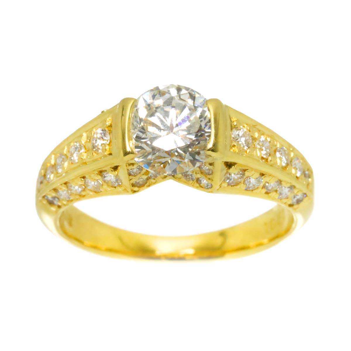 Diamond 1.061ct/0.41ct Ring 18K YG Yellow Gold 750 Size5-5.25(US)