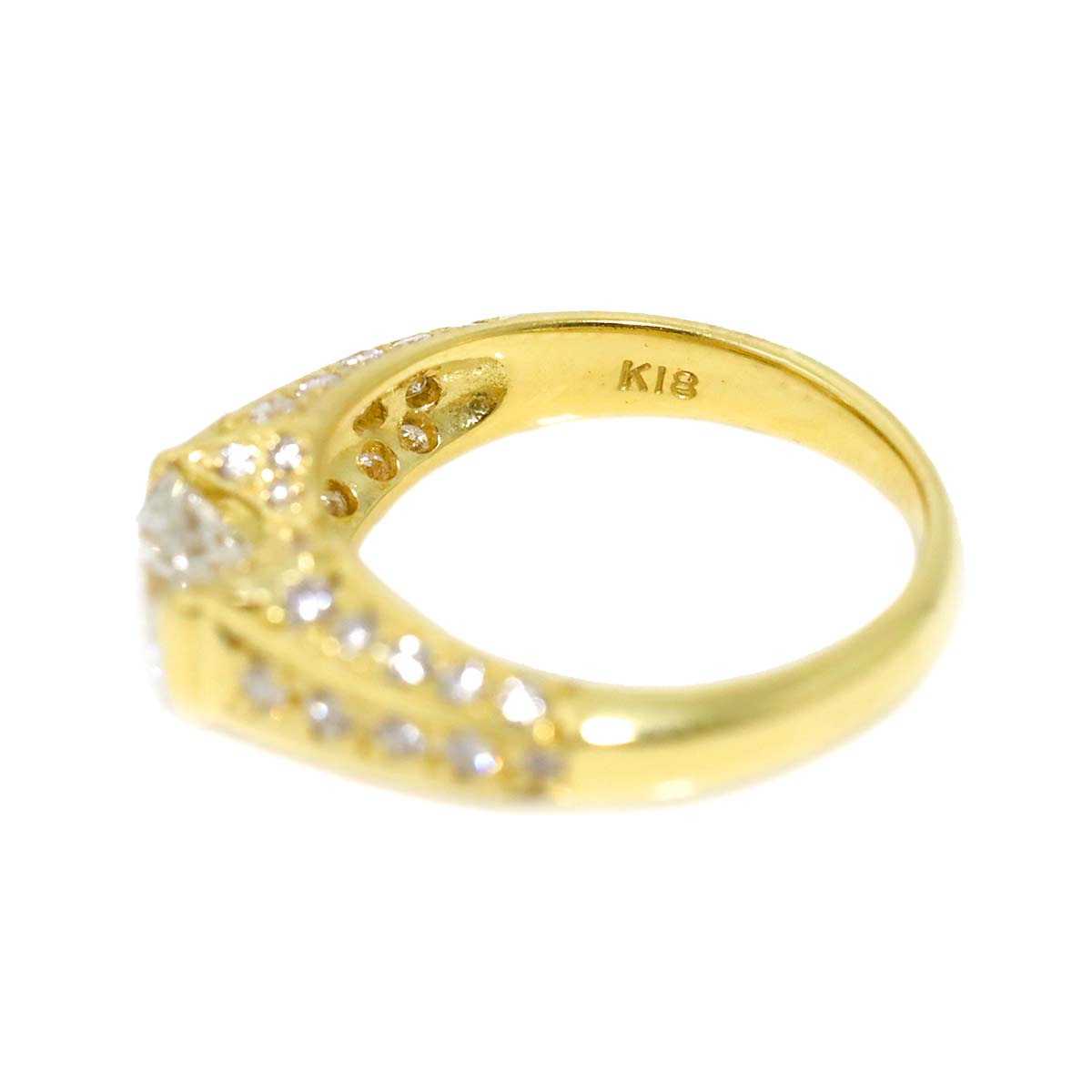 Diamond 1.061ct/0.41ct Ring 18K YG Yellow Gold 750 Size5-5.25(US)