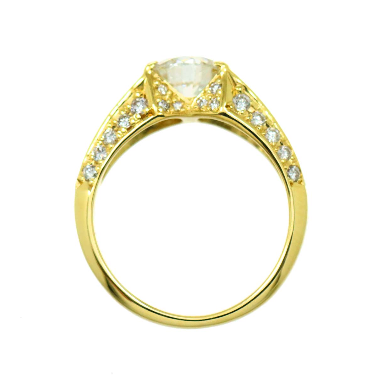 Diamond 1.061ct/0.41ct Ring 18K YG Yellow Gold 750 Size5-5.25(US)