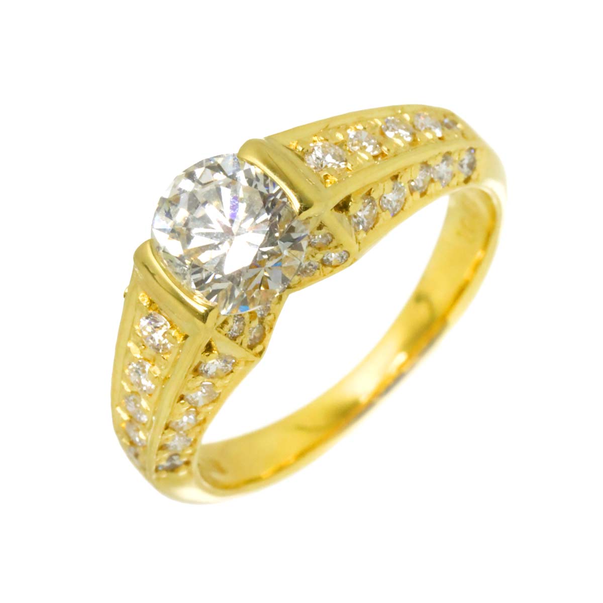 Diamond 1.061ct/0.41ct Ring 18K YG Yellow Gold 750 Size5-5.25(US)