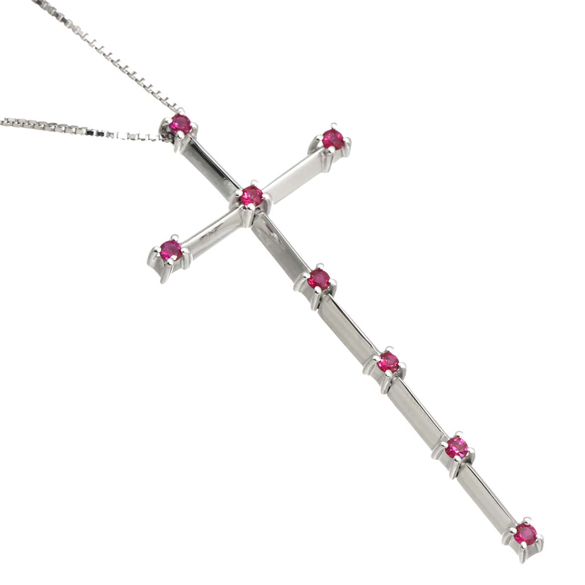 FRAMMENTI cross Ruby Diamond Necklace 18K WG 750