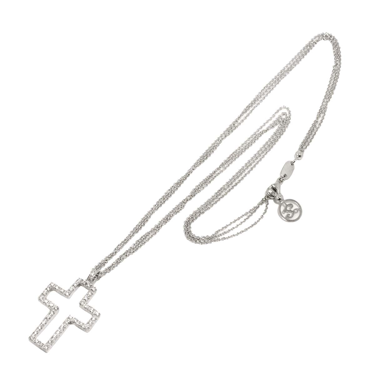 Diamond Cross Necklace 18K White Gold 750