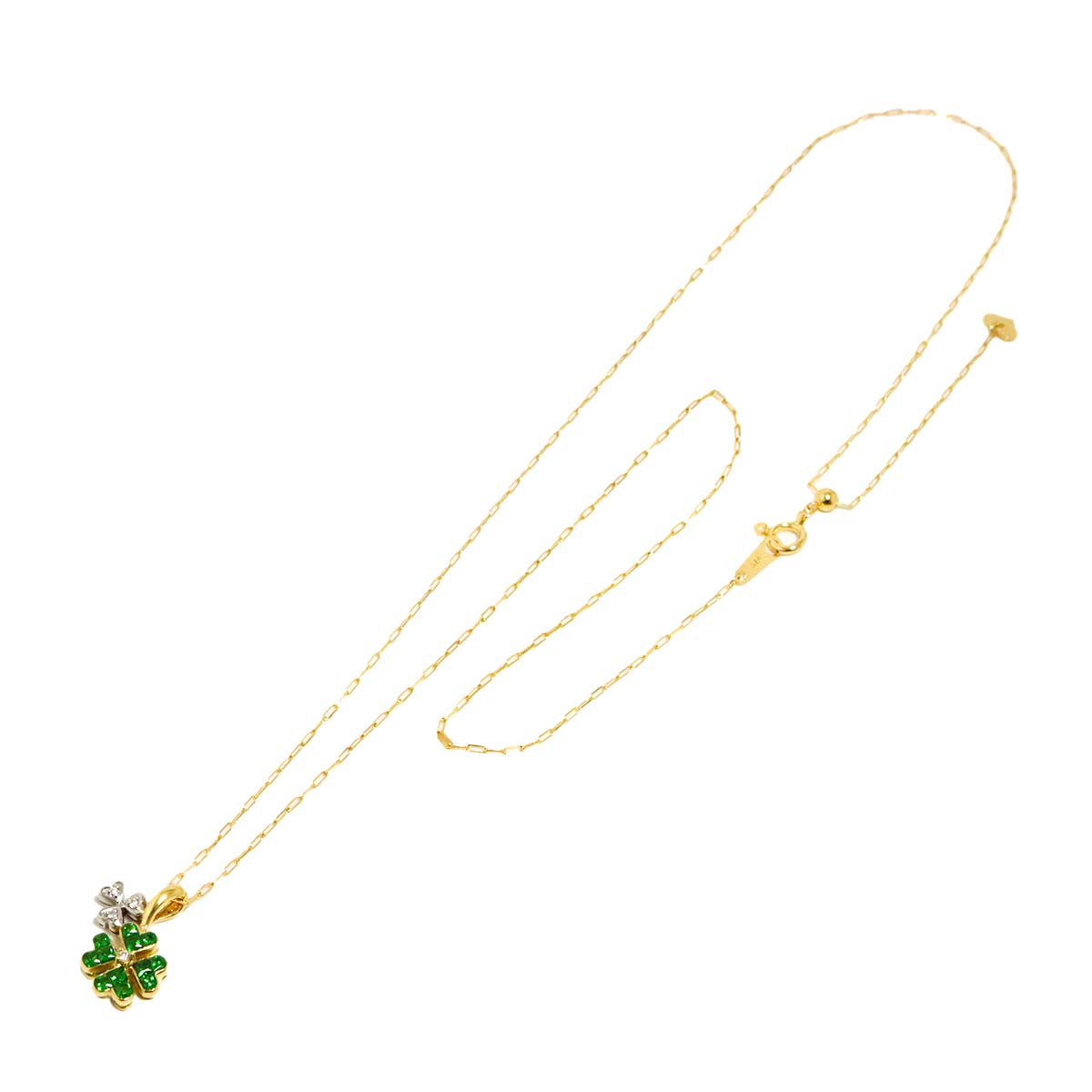Garnet Diamond Clover Necklace 18K YG 750