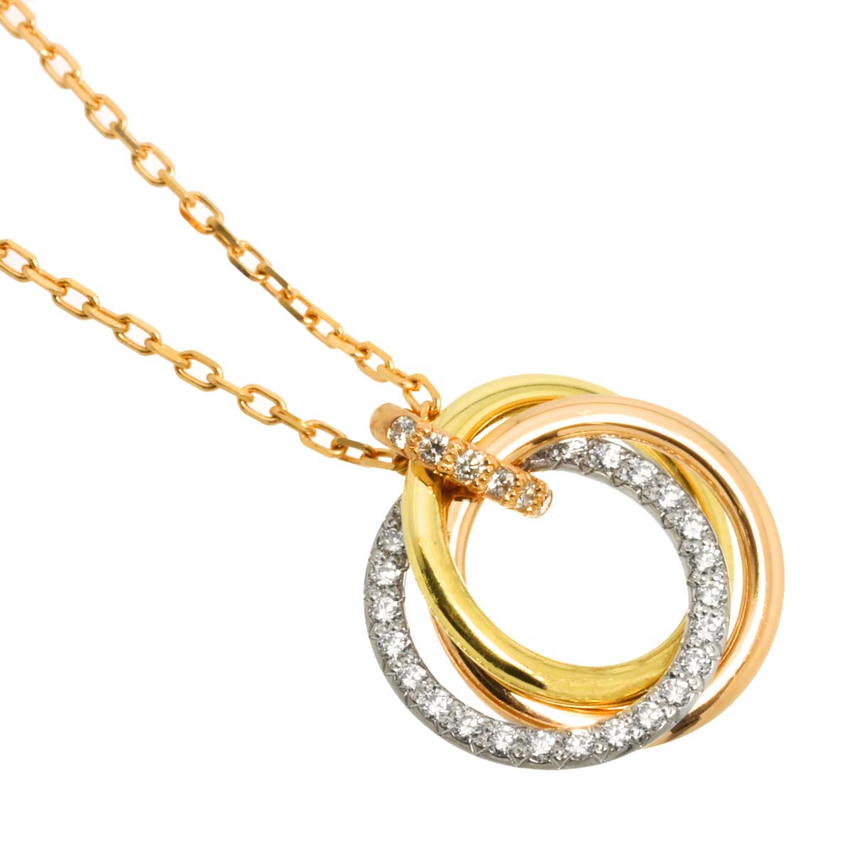 Trinity Diamond Necklace 18K YG WG PG 750