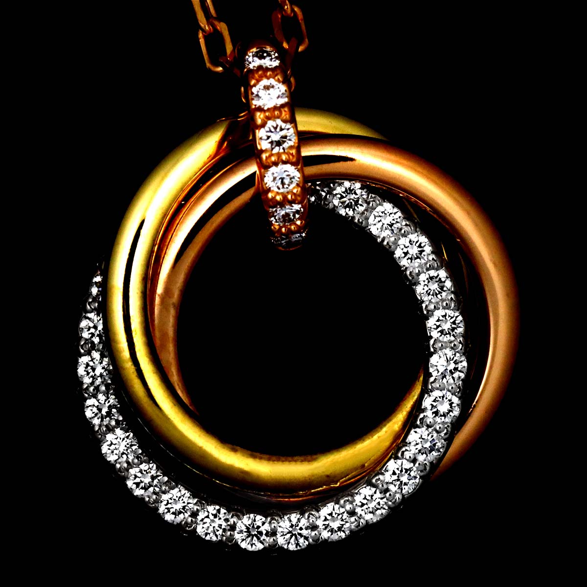 Trinity Diamond Necklace 18K YG WG PG 750