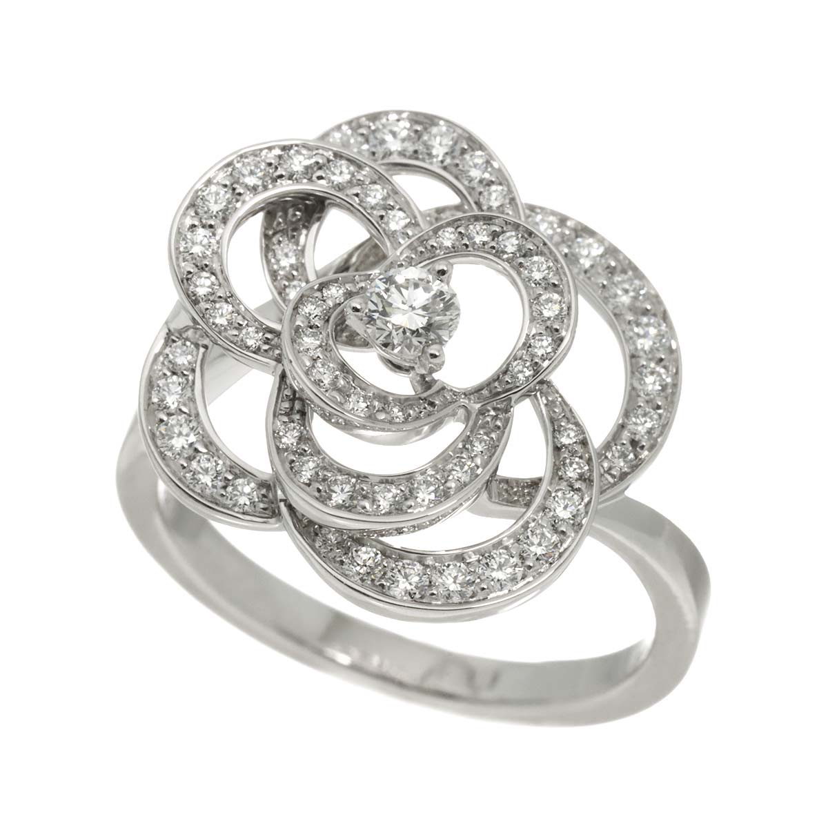 Camellia Diamond Ring 18K White Gold 750 size57 7.75-8(US)