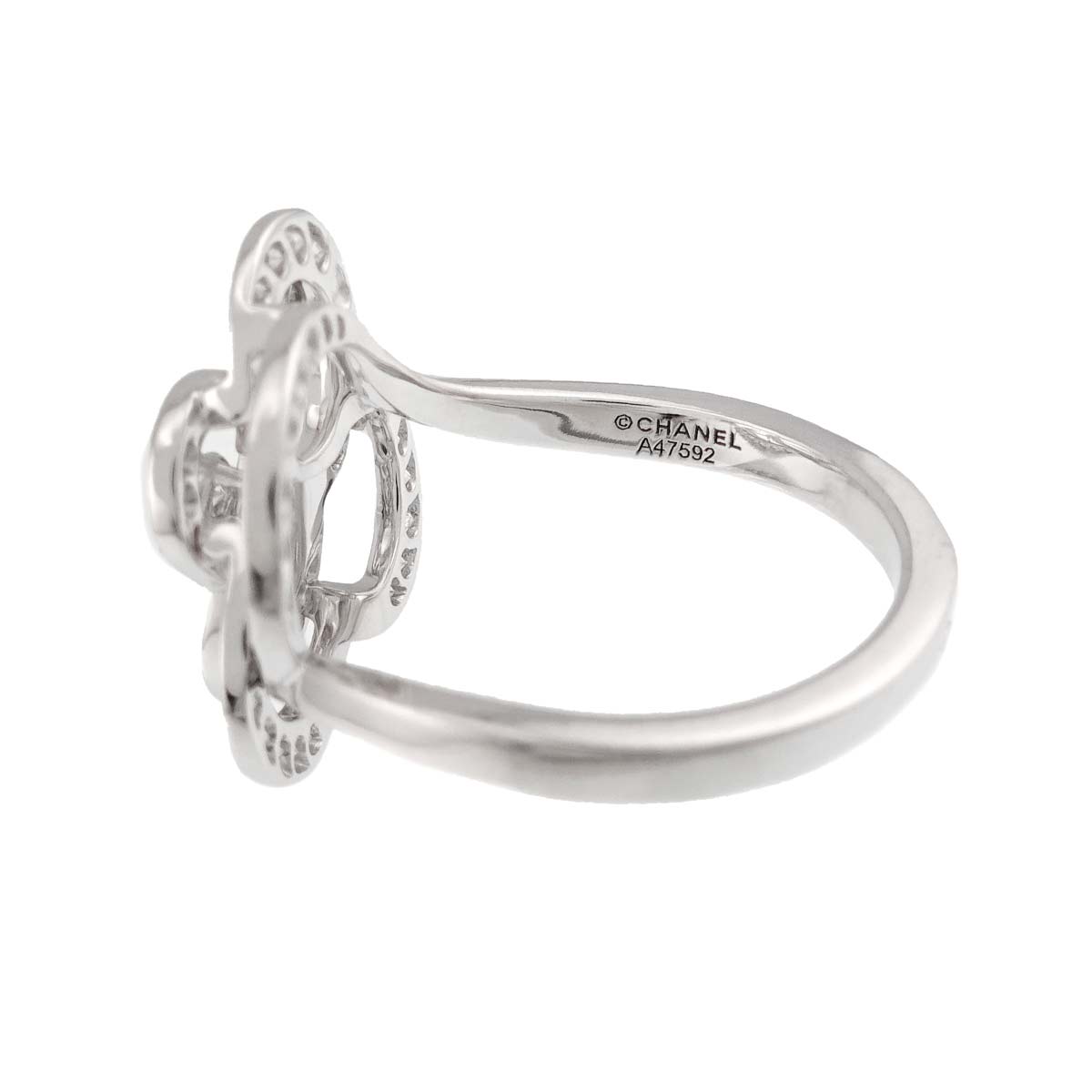 Camellia Diamond Ring 18K White Gold 750 size57 7.75-8(US)