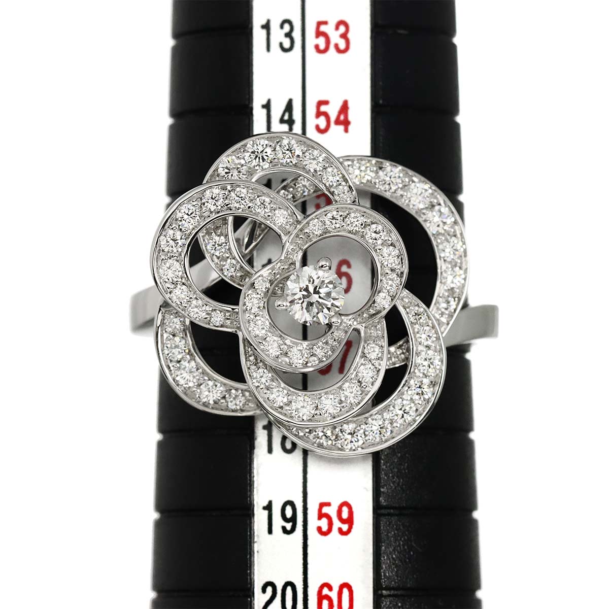 Camellia Diamond Ring 18K White Gold 750 size57 7.75-8(US)