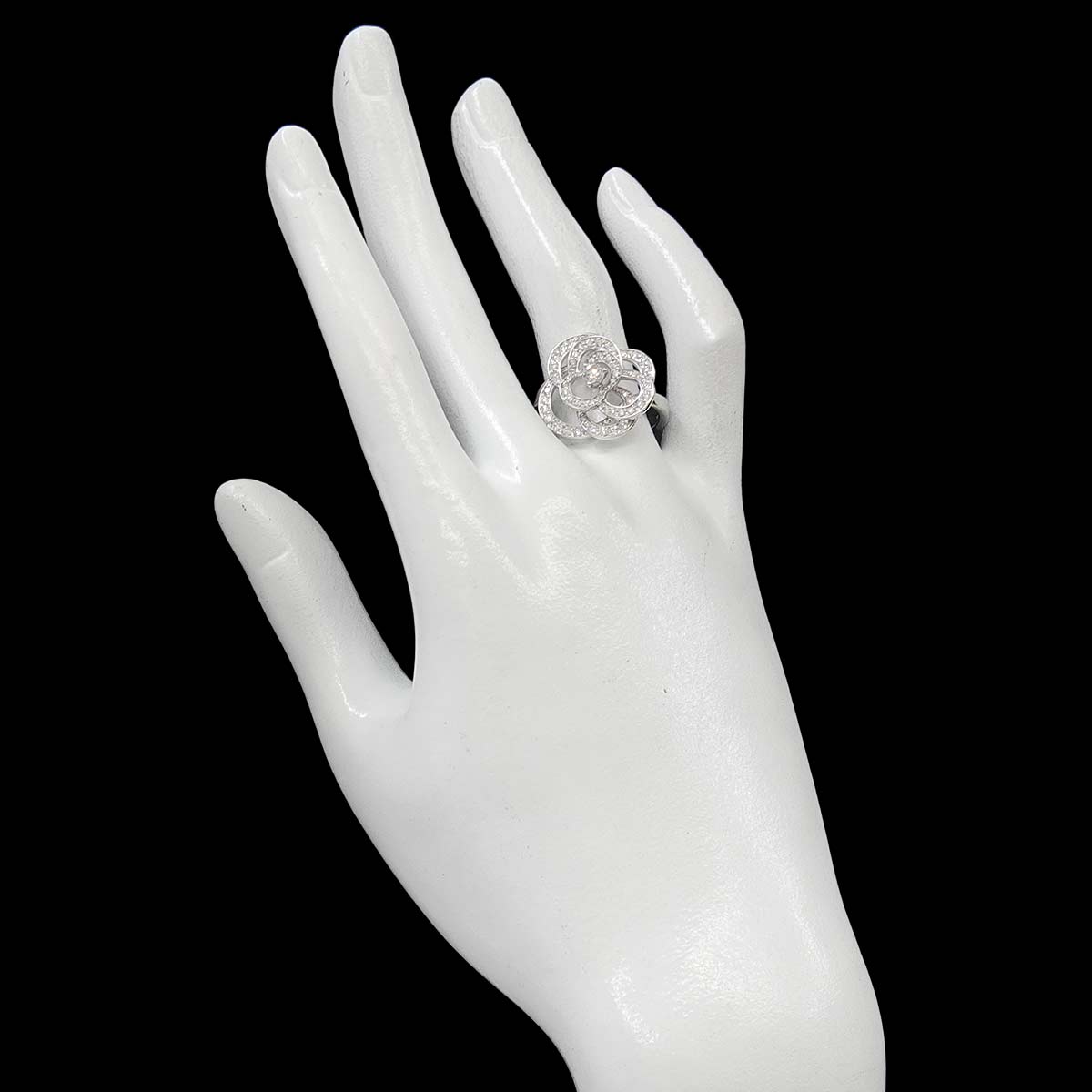 Camellia Diamond Ring 18K White Gold 750 size57 7.75-8(US)