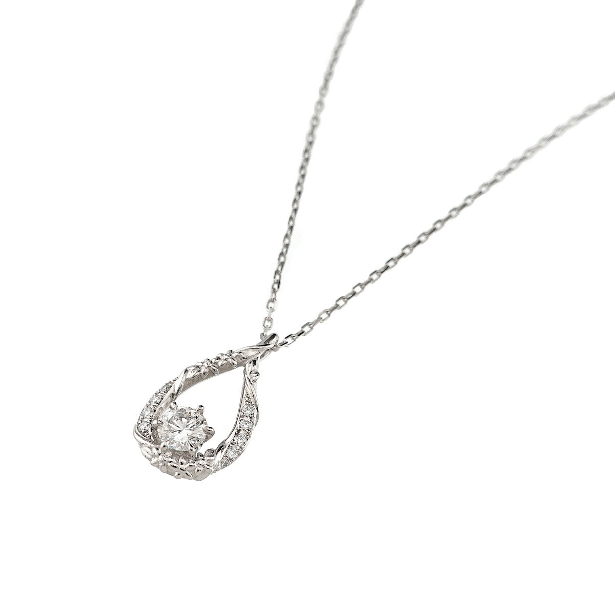 Diamond 0.275ct G/VS2/3EX Diamond 0.05ct Necklace Platinum
