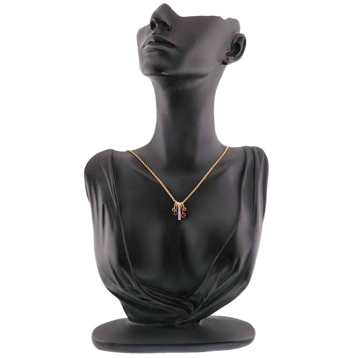 Multi Stone Diamond 0.08ct Necklace 18K YG PG Pt750