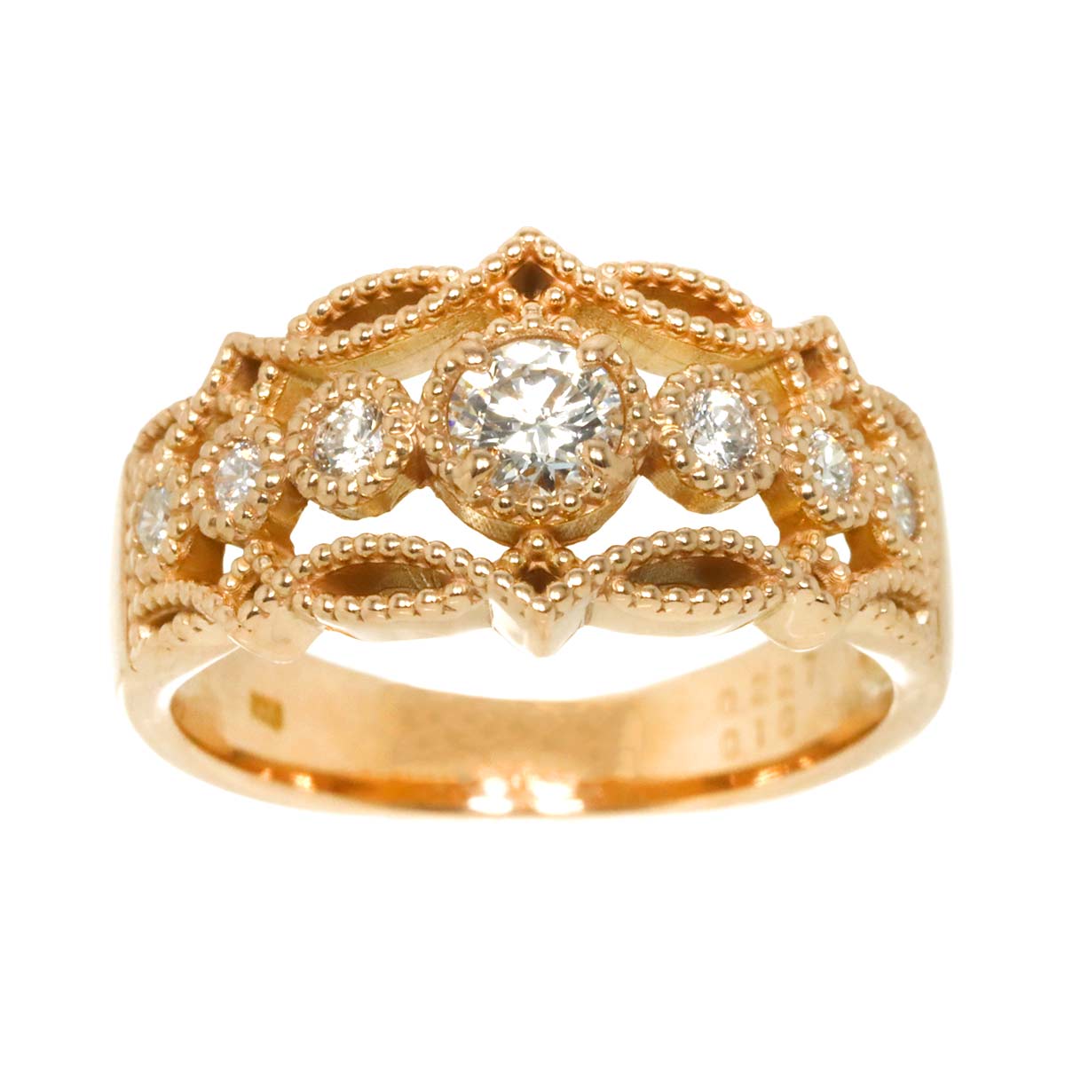 Diamond 0.227ct/0.16ct Ring 18K PG Pink Gold 750 Size5-5.25(US)