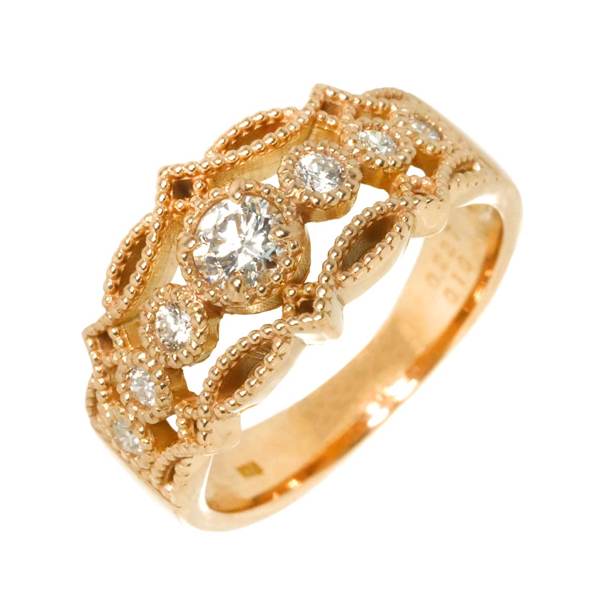 Diamond 0.227ct/0.16ct Ring 18K PG Pink Gold 750 Size5-5.25(US)