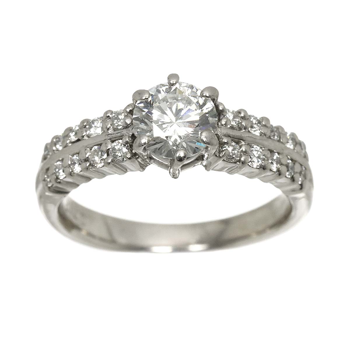 Diamond 0.712ct J/SI2/GD 0.25ct Ring Pt Platinum size4.75-5(US)