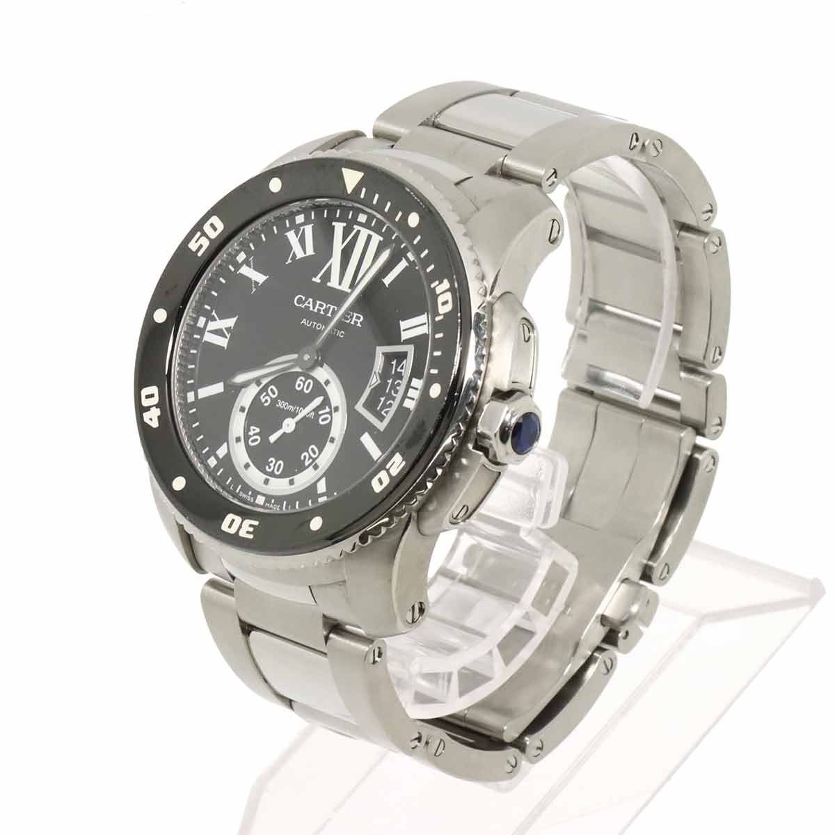 Calibre de Cartier Diver W7100057 Date Black Dial Mens Watch