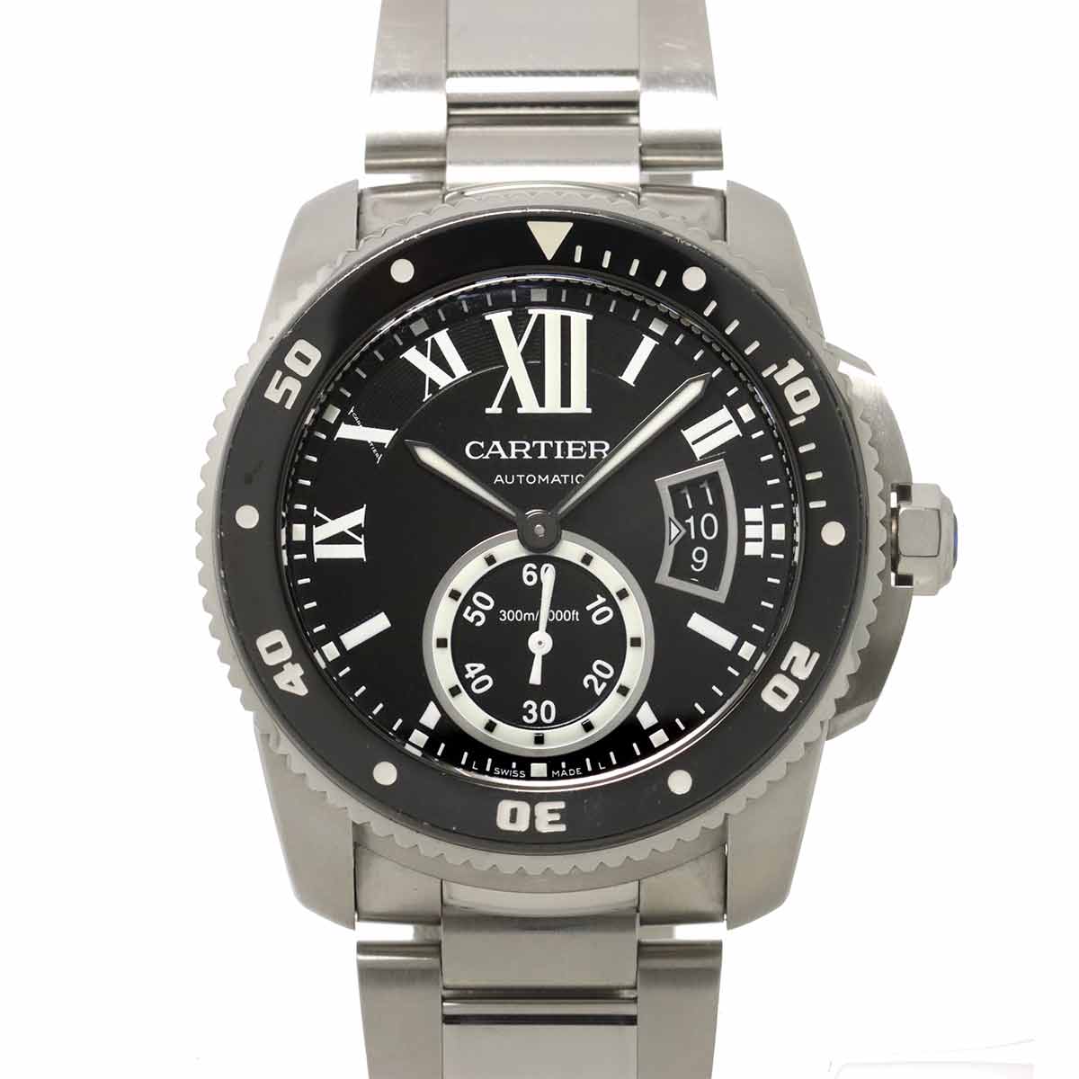 Calibre de Cartier Diver W7100057 Date Black Dial Mens Watch